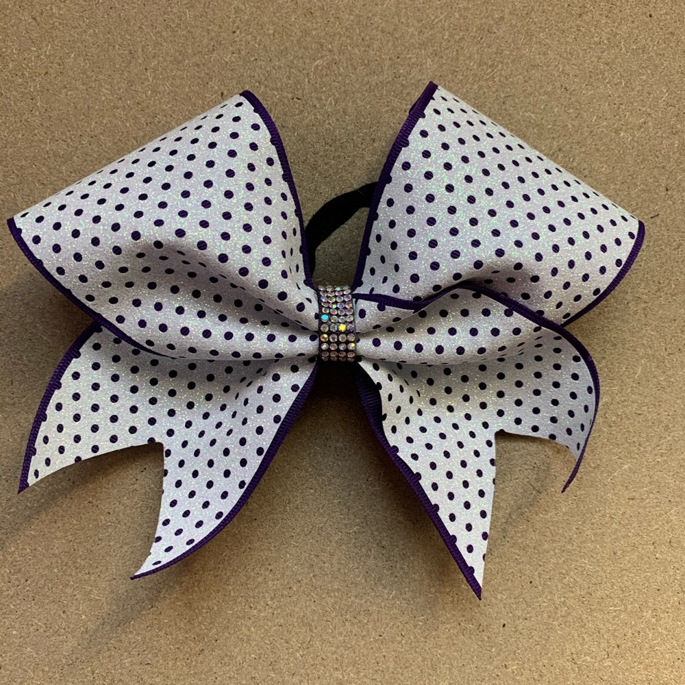 Purple & White Cheer Bow